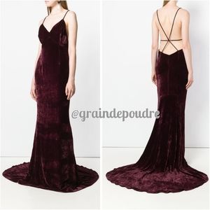 New! Stella McCartney Paulina Dramatic Wine Red Burgundy Velvet Slip Dress 34